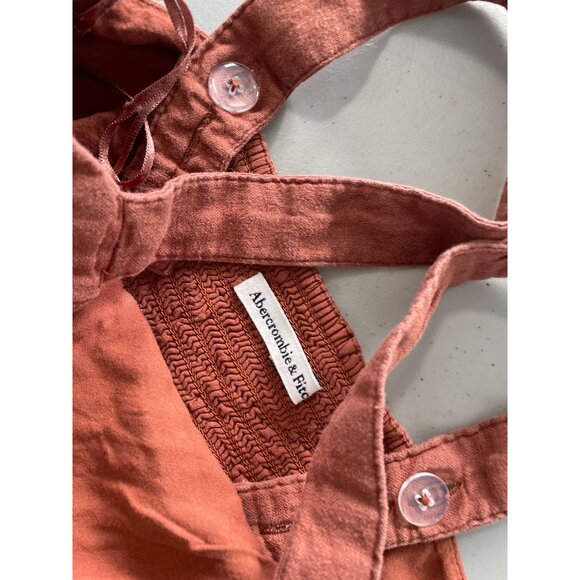 Abercrombie and Fitch Crop Top Size XS Sleeveless Lace Up Smocked Back Rust Chic - Picture 8 of 9